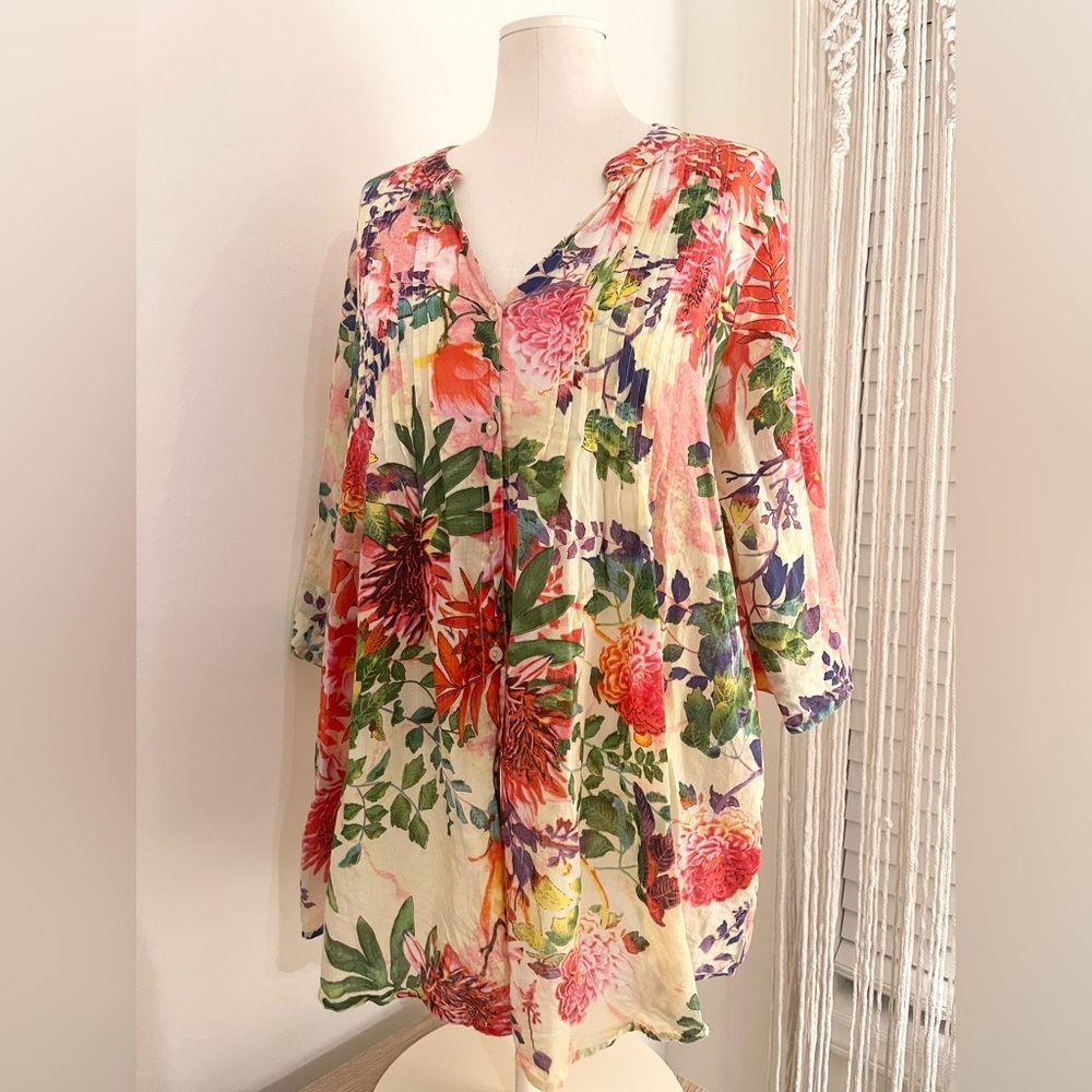 La Cera *Like New* Beautiful Floral Women’s Blouse Top Tunic | Size XL - Picture 7 of 12